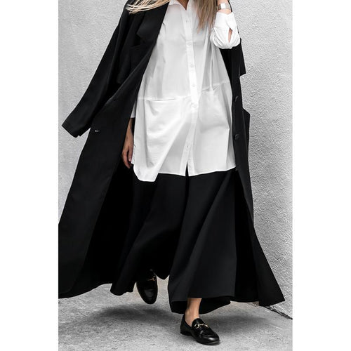 2019 Loose Women's Windbreaker Spring Casual Turn-down Collar Pockets Black Thin Coat Jacket Female Outwear