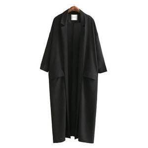 2019 Loose Women's Windbreaker Spring Casual Turn-down Collar Pockets Black Thin Coat Jacket Female Outwear