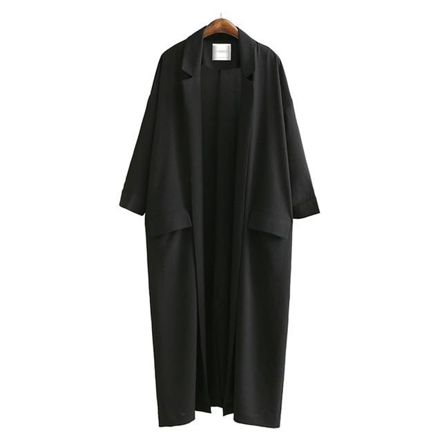 2019 Loose Women's Windbreaker Spring Casual Turn-down Collar Pockets Black Thin Coat Jacket Female Outwear