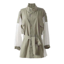Load image into Gallery viewer, 2019 New Spring Stand Collar Long Sleeve Back Lace Split Joint Women Coat