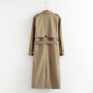 Women Casual Solid Color Double Breasted Outwear Fashion Sashes Office Coat