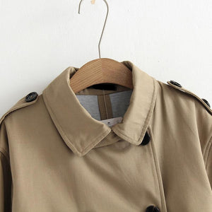 Women Casual Solid Color Double Breasted Outwear Fashion Sashes Office Coat