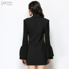 Load image into Gallery viewer, 2019 Women Slim Black Trench Coat White Sexy V-Neck Single Breasted Petal Sleeve Long Style Women Out Wear Club Coats