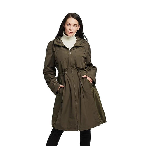 2019 Women Spring Jacket Windbreaker Jacket Drawstring Hem Long Sleeves Hooded Coat Spring Lightweight Windbreaker