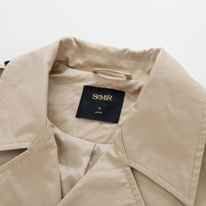 Women Double-Breasted Classic Trench Coat With Collar Abrigo Mujer Windbreaker Long Outwear Overcoat