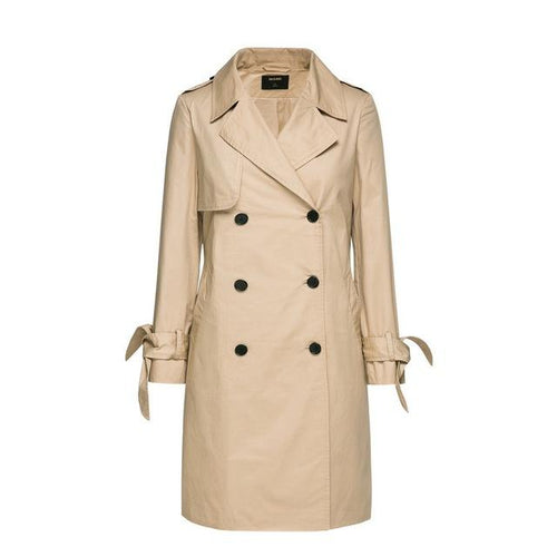 Women Double-Breasted Classic Trench Coat With Collar Abrigo Mujer Windbreaker Long Outwear Overcoat