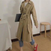 Load image into Gallery viewer, Spring Autumn Korea Style Waist Belt Loose Khaki Color Trench Female Casual Elegant Soft Long Coat