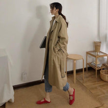 Load image into Gallery viewer, Spring Autumn Korea Style Waist Belt Loose Khaki Color Trench Female Casual Elegant Soft Long Coat