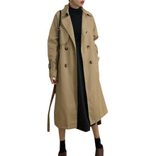 Load image into Gallery viewer, Spring Autumn Korea Style Waist Belt Loose Khaki Color Trench Female Casual Elegant Soft Long Coat