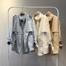 Load image into Gallery viewer, Spring Women Trench Coat Single Breasted Loose Elastic Waist Korean Casual Long Coat Female Tops