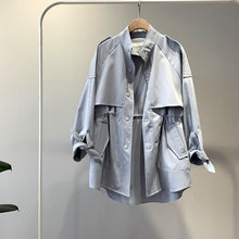 Load image into Gallery viewer, Spring Women Trench Coat Single Breasted Loose Elastic Waist Korean Casual Long Coat Female Tops