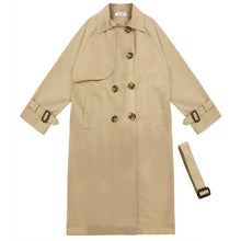 Load image into Gallery viewer, Spring Autumn Korea Style Waist Belt Loose Khaki Color Trench Female Casual Elegant Soft Long Coat