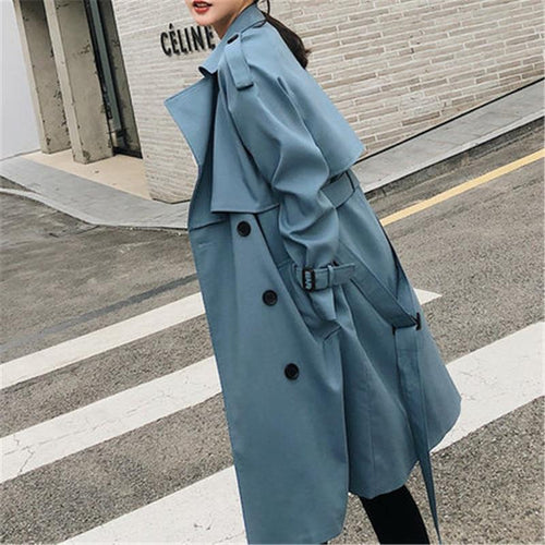 2019 Windbreaker Female Spring Autumn Leisure Chic Loose Ladies Harbor Wind Long Trench Coat