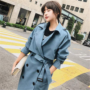 2019 Windbreaker Female Spring Autumn Leisure Chic Loose Ladies Harbor Wind Long Trench Coat