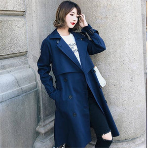 2019 Windbreaker Female Spring Autumn Leisure Chic Loose Ladies Harbor Wind Long Trench Coat