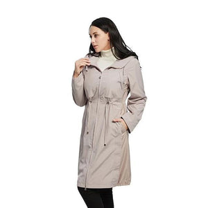 2019 Women Spring Jacket Windbreaker Jacket Drawstring Hem Long Sleeves Hooded Coat Spring Lightweight Windbreaker