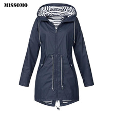 Load image into Gallery viewer, Women 2019 Solid Rain Jacket Outdoor Jackets Waterproof Hooded Raincoat