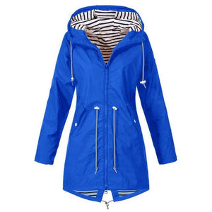 Women 2019 Solid Rain Jacket Outdoor Jackets Waterproof Hooded Raincoat