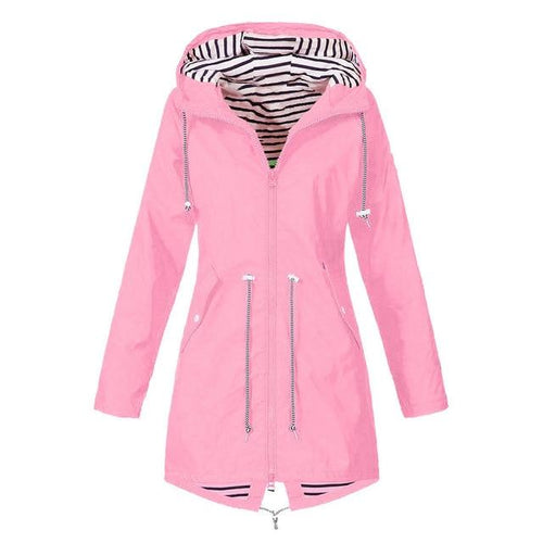 Women 2019 Solid Rain Jacket Outdoor Jackets Waterproof Hooded Raincoat