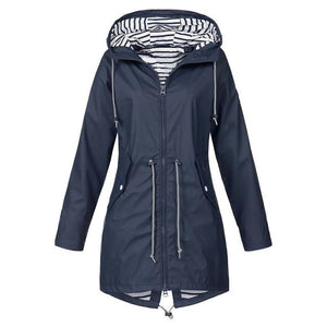 Women 2019 Solid Rain Jacket Outdoor Jackets Waterproof Hooded Raincoat
