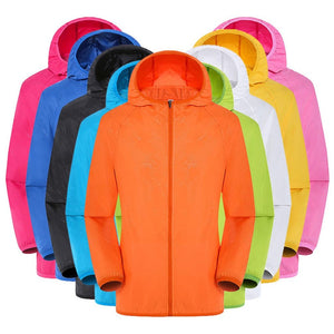 Men's Women Casual Jackets Candy Color Windproof Ultra-Light Rainproof Windbreaker Hooded Coat