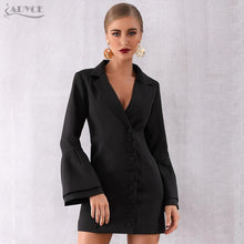 Load image into Gallery viewer, 2019 Women Slim Black Trench Coat White Sexy V-Neck Single Breasted Petal Sleeve Long Style Women Out Wear Club Coats