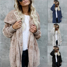 Load image into Gallery viewer, Faux Fur Teddy Bear Coat Jacket Women Fashion Open Stitch Winter Hooded Coat