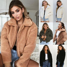 Load image into Gallery viewer, 2019 Winter Arrival Women Cotton Fluffy Long Sleeve Jacket Ladies Warm Outerwear Cardigan Coat