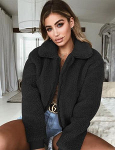 2019 Winter Arrival Women Cotton Fluffy Long Sleeve Jacket Ladies Warm Outerwear Cardigan Coat